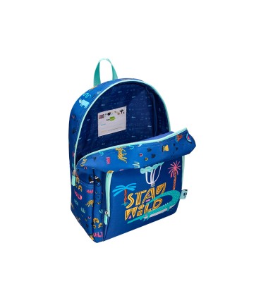 Cartera escolar liderpapel moc hila infantil safari diseno cocodrilo azul marino 330x100x250 mm