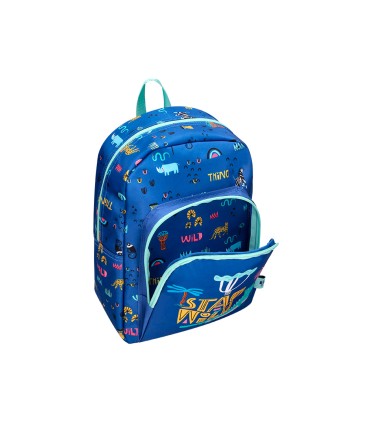 Cartera escolar liderpapel moc hila infantil safari diseno cocodrilo azul marino 330x100x250 mm