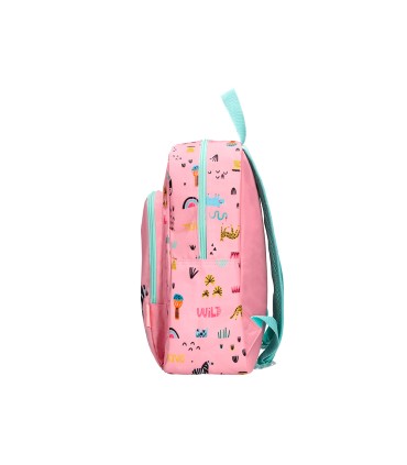 Cartera escolar liderpapel moc hila infantil safari diseno cebra rosa 330x100x250 mm