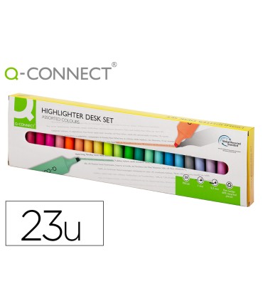 Rotulador q connect fluorescente punta biselada estuche de sobremesa 23 unidades colores surtidos