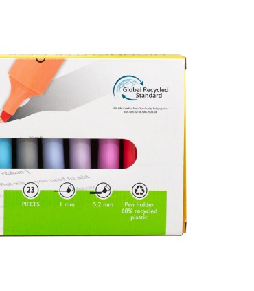 Rotulador q connect fluorescente punta biselada estuche de sobremesa 23 unidades colores surtidos