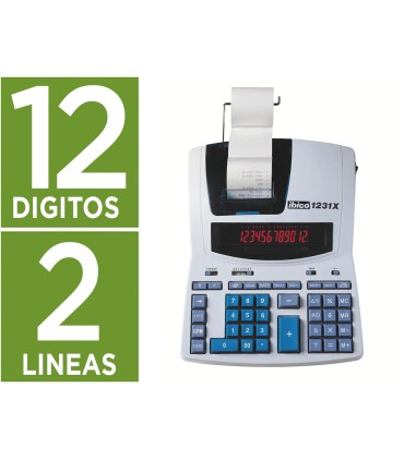 Calculadora ibico 1231x impresora pantalla lcd papel 57 mm 12 digitos 2 colores impresion bicolor