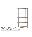 Estanteria metalica simonrack maderclick mini 5/400 color gris/madera 5 estantes 150 kg por estante 180x80x40 cm