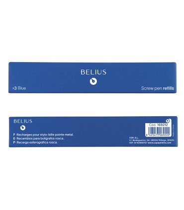 Recambio boligrafo belius con rosca azul caja 3 unidades