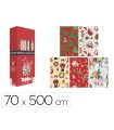 Papel de regalo basika navidad rollo ancho 70 cm longitud 5 m diseños surtidos gramaje 50 gr