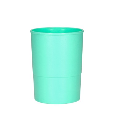 Cubilete portalapices q connect verde menta pastel opaco plastico diametro 75 mm alto 100 mm