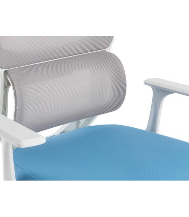 Silla q connect oficina lucca malla base metalica alt max 1090 anc 700 prof 650 ruedas premium color blanco gris azul