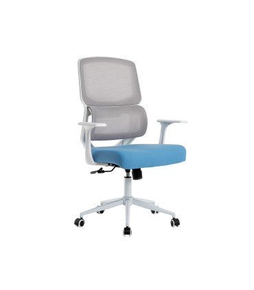 Silla q connect oficina lucca malla base metalica alt max 1090 anc 700 prof 650 ruedas premium color blanco gris azul