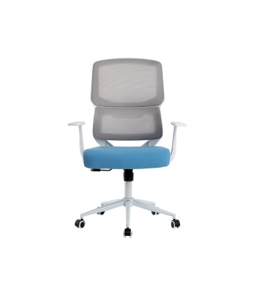 Silla q connect oficina lucca malla base metalica alt max 1090 anc 700 prof 650 ruedas premium color blanco gris azul