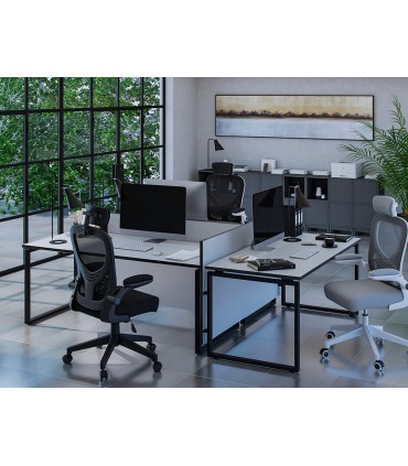 Silla q connect ergonomica pal ermo malla base nylon alt max 1300 anc 610 prof 600 ruedas premium color blanco gris