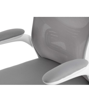 Silla q connect ergonomica pal ermo malla base nylon alt max 1300 anc 610 prof 600 ruedas premium color blanco gris