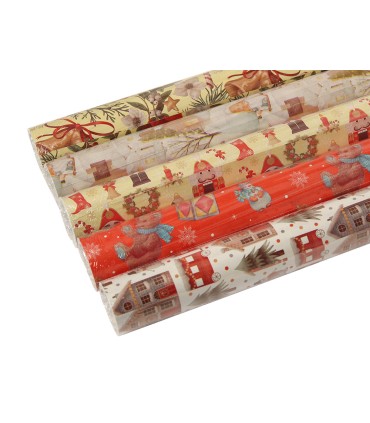 Papel de regalo liderpapel navidad rollo ancho 70 cm longitud 2 mt gramaje 60 gr disenos surtidos