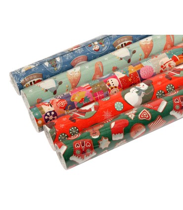 Papel de regalo liderpapel navidad rollo ancho 70 cm longitud 2 mt gramaje 60 gr disenos surtidos