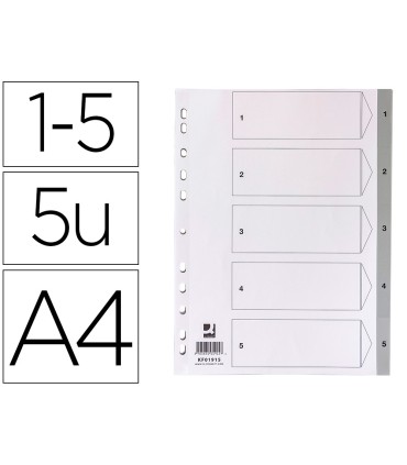 Separador numerico q connect plastico 1 5 juego de 5 separadores din a4 multitaladro