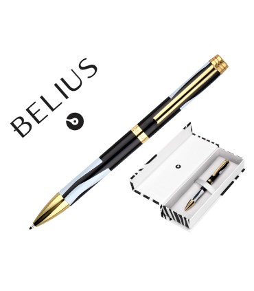 Boligrafo belius dualita cuerpo negro color blanco tinta azul caja de diseno