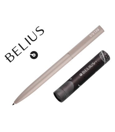 Boligrafo belius rocket b aluminio color minimalista gris tinta azul caja cilindrica