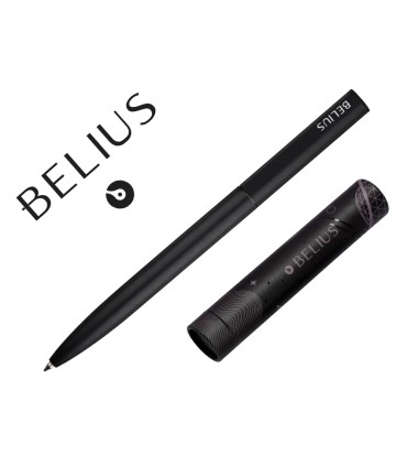 Boligrafo belius rocket b aluminio color minimalista negro tinta azul caja cilindrica