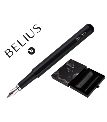 Pluma y funda de similpiel belius space b color minimalista negro tinta azul caja de diseno