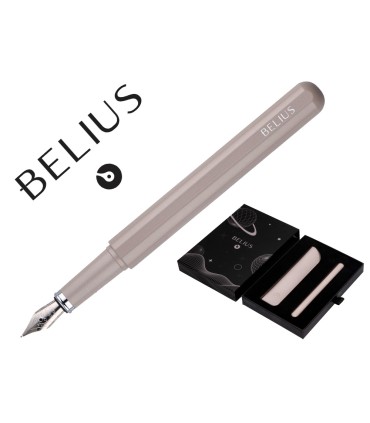 Pluma y funda de similpiel belius space b color minimalista gris tinta azul caja de diseno