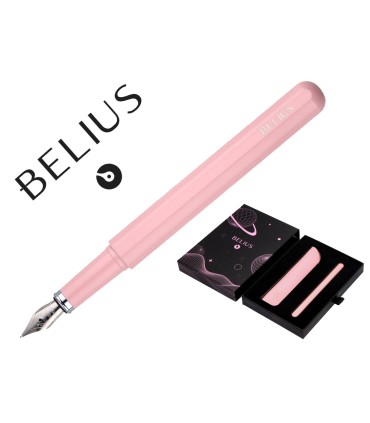 Pluma y funda de similpiel belius space b color minimalista rosa tinta azul caja de diseno