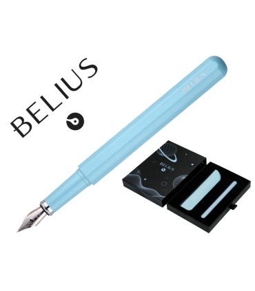 Pluma y funda de similpiel belius space b color minimalista azul tinta azul caja de diseno