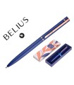 Boligrafo belius rose aluminio color azul electrico/oro rosa tinta azul caja de diseño