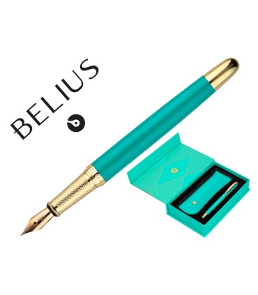 Pluma y estuche belius soiree color art deco turquesa dorado tinta azul caja de diseno