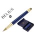 Boligrafo y estuche belius soiree color azul marino y dorado tinta azul caja de diseno