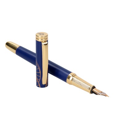 Pluma y estuche belius soiree color art deco azul marino y dorado tinta azul caja de diseno