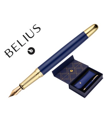 Pluma y estuche belius soiree color art deco azul marino y dorado tinta azul caja de diseno