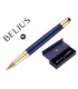 Boligrafo belius soiree aluminio color azul marino y dorado tinta azul caja de diseno