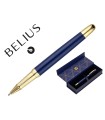 Boligrafo belius soiree aluminio color azul marino y dorado tinta azul caja de diseño