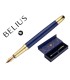 Pluma belius soiree aluminio color art deco azul marino y dorado tinta azul caja de diseno