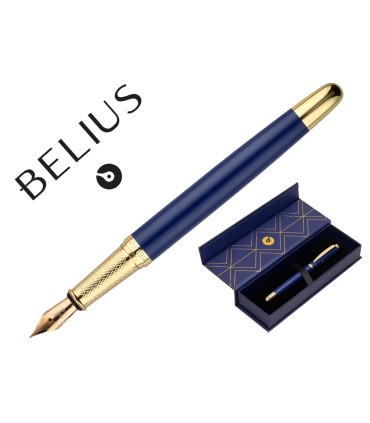 Pluma belius soiree aluminio color art deco azul marino y dorado tinta azul caja de diseno