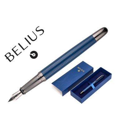 Pluma belius neptuno aluminio textura wavy color azul marino tinta azul caja de diseno