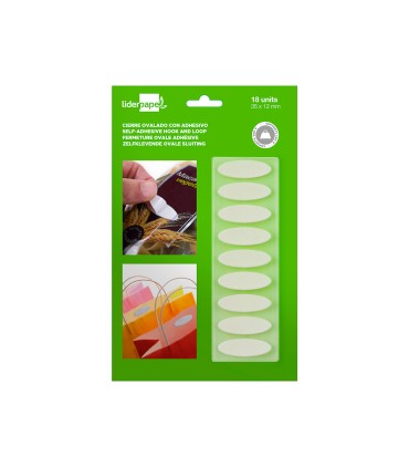 Velcro autoadhesivo ovalado liderpapel quita y pon blanco 35x12 mm blister de 18 unidades