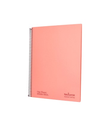 Cuaderno espiral navigator a4 tapa dura 80h 80gr horizontal con margen coral