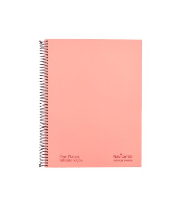 Cuaderno espiral navigator a4 tapa dura 80h 80gr horizontal con margen coral