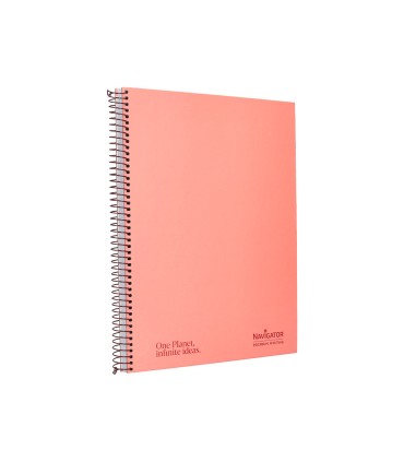 Cuaderno espiral navigator a4 tapa dura 80h 80gr horizontal con margen coral