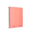 Cuaderno espiral navigator a4 tapa dura 80h 80gr horizontal con margen coral