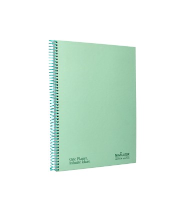 Cuaderno espiral navigator a4 tapa dura 80h 80gr horizontal con margen menta