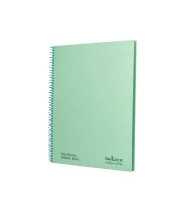 Cuaderno espiral navigator a4 tapa dura 80h 80gr horizontal con margen menta