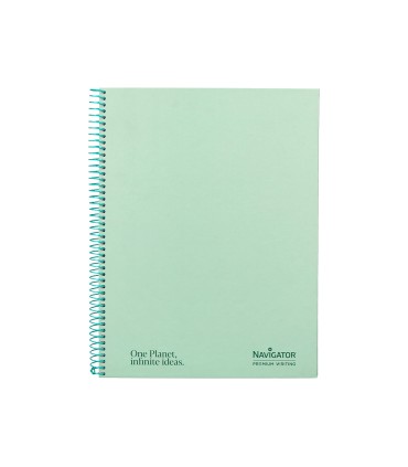 Cuaderno espiral navigator a4 tapa dura 80h 80gr horizontal con margen menta