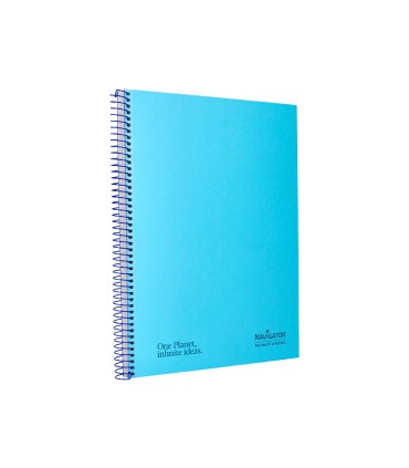 Cuaderno espiral navigator a4 tapa dura 80h 80gr cuadro 4mm con margen azul claro