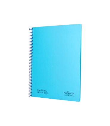 Cuaderno espiral navigator a4 tapa dura 80h 80gr cuadro 4mm con margen azul claro