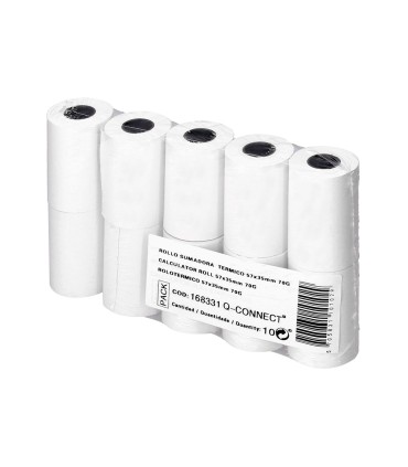 Rollo sumadora termico q connect 57 mm ancho x 35 mm diametro para tpv sin bisfenol a papel de 70 g m2