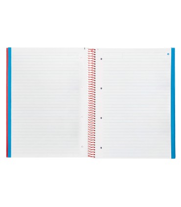 Cuaderno espiral navigator a4 micro tapa forrada 120h 80gr horizontal 5 bandas 4 taladros color rojo