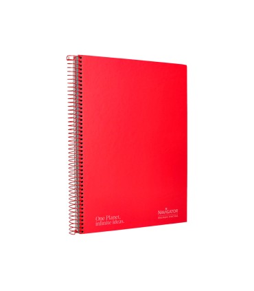 Cuaderno espiral navigator a4 micro tapa forrada 120h 80gr horizontal 5 bandas 4 taladros color rojo