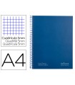 Cuaderno espiral navigator a4 micro tapa forrada 120h 80gr cuadro 5mm 5 bandas 4 taladros color azul marino