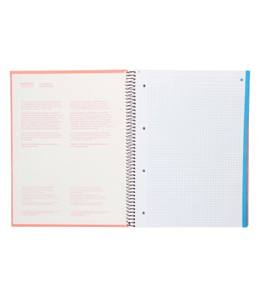 Cuaderno espiral navigator a4 micro tapa forrada 120h 80gr cuadro 5mm 5 bandas 4 taladros color rosa